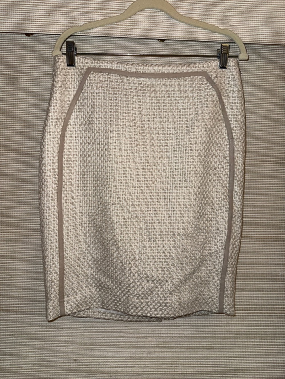 Calvin Klein Cream Pencil Skirt Office Chic Minimalist Capsule Wardrobe